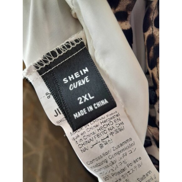 Womens Leopard Print Going Out Layered Ruffle Dress Party Event Pullover 2XL - Picture 5 of 8